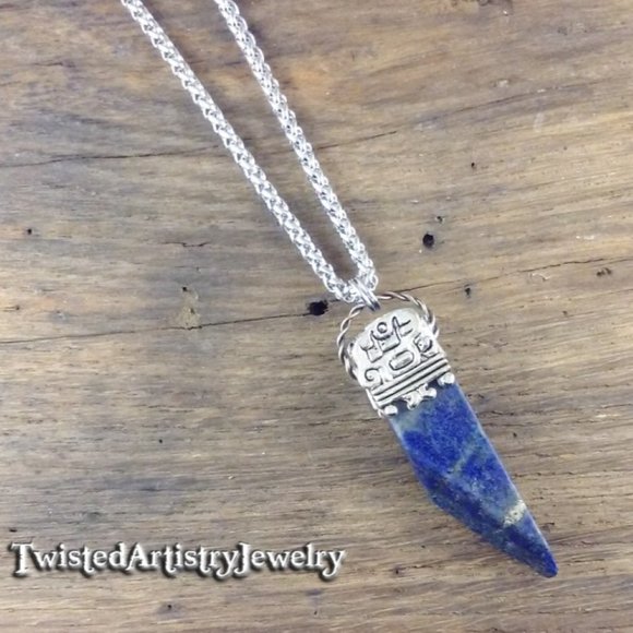Lapis Lazuli Tribal Shard Pendant Necklace - Picture 4 of 6